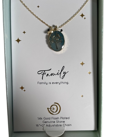 Love This Life Family Tree Amazonite & Heart Charm Necklace 16” Adjustable - Picture 4 of 9